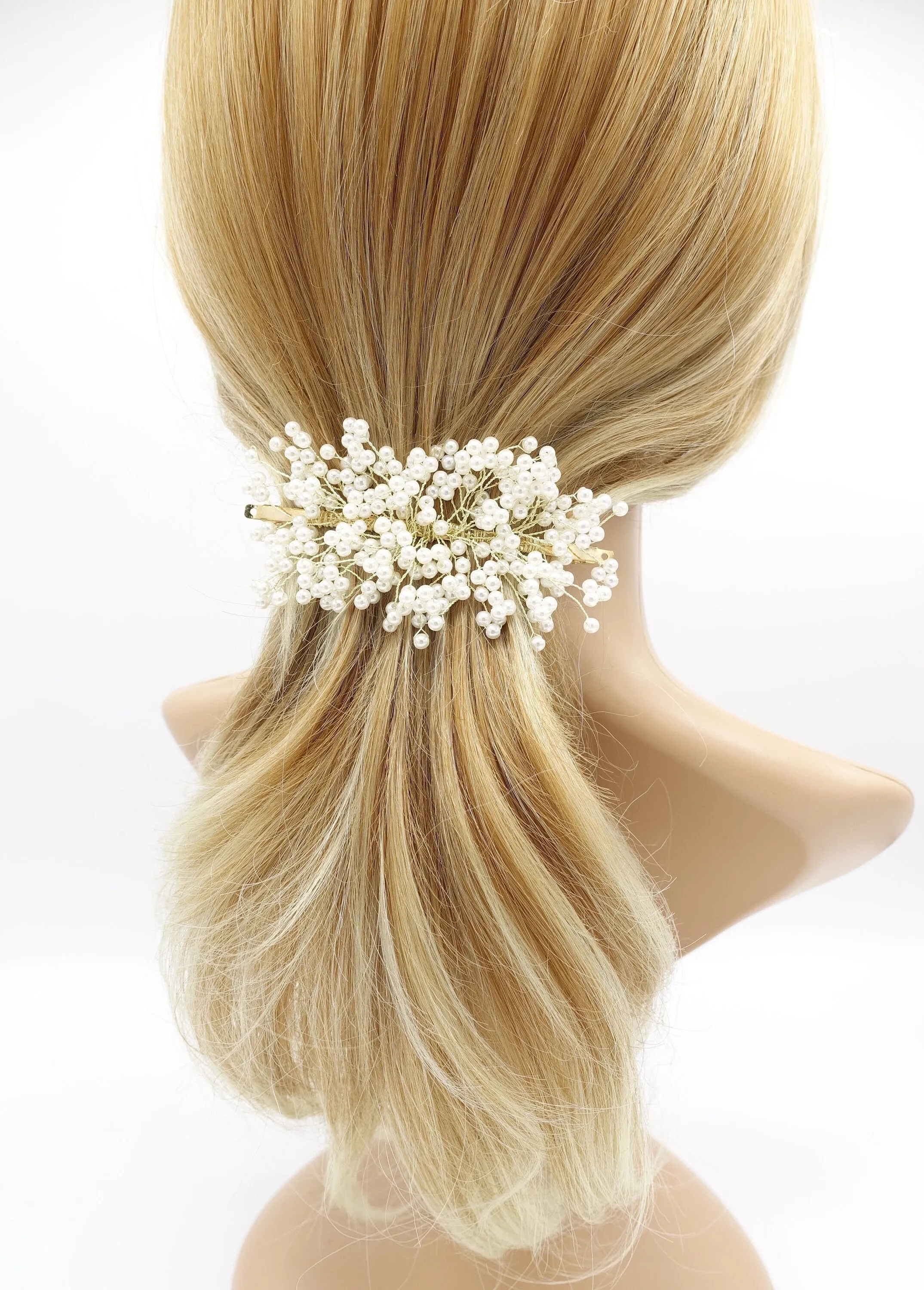 wired flower hair barrette, special event hair barrette for women