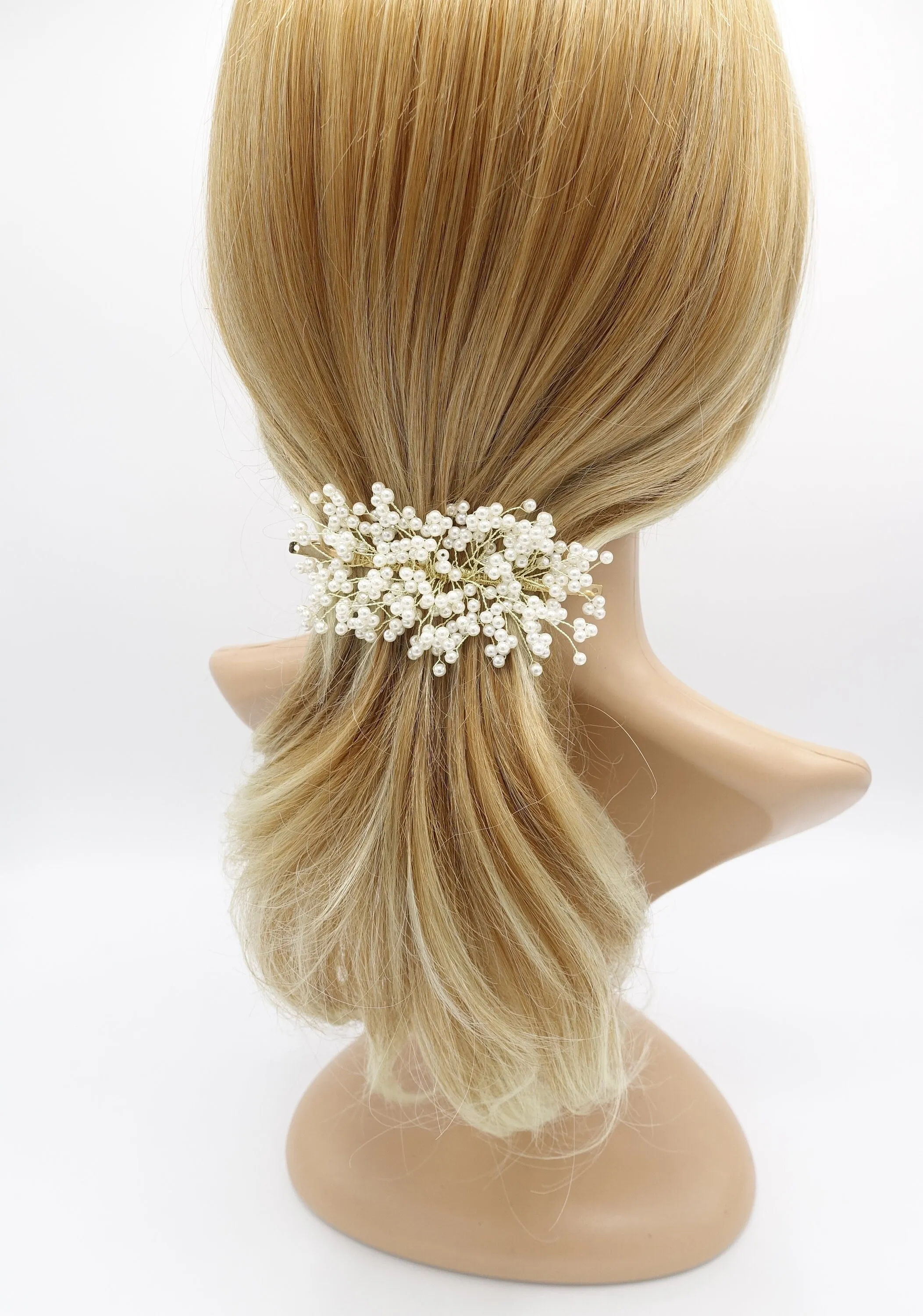 wired flower hair barrette, special event hair barrette for women